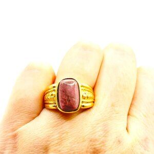 Ross Simons Gold Vermeil 925 Rhodonite Ring Size 8.75 Designer Statement